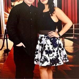 City Studio Blue and White Mini Skater Dress